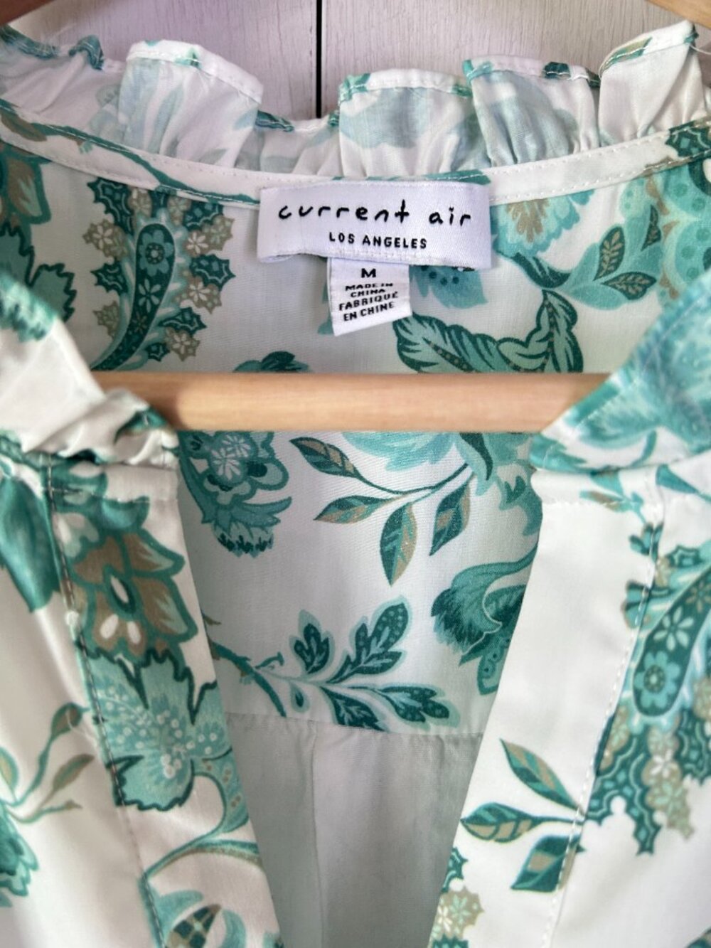 Current Air Tony Tiered Midi Dress in Green Floral Size M Puff Sleeve Pleated - Picture 6 of 15